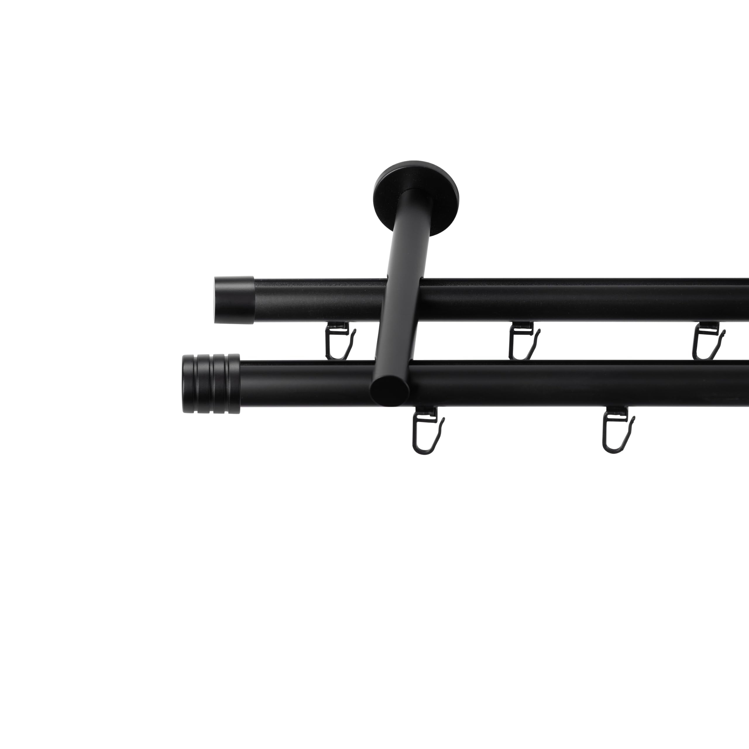 SN Deco Innenlauf-Gardinenstangen-Set Lille, 19 mm, 2-läufig, Stahl, Komplett-Set mit Gleitern, Doppelträger, 360 cm, schwarz