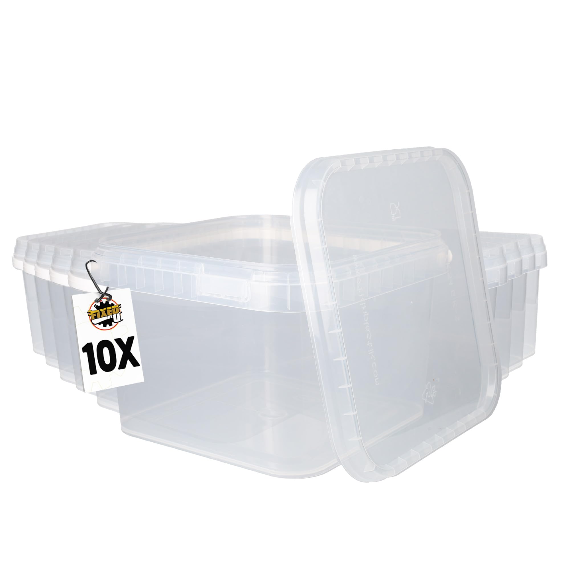 FixedByU Seau carré transparent de 3 L avec couvercle, plastique, alimentaire, hermétique et stable, avec poignée pour aliments, produits chimiques, lessive en poudre, adhésifs FixedByU Seau carré transparent de 3 L avec couvercle, plastique, alimentaire, hermétique et stable, avec poignée pour aliments, produits chimiques, lessive en poudre, adhésifs