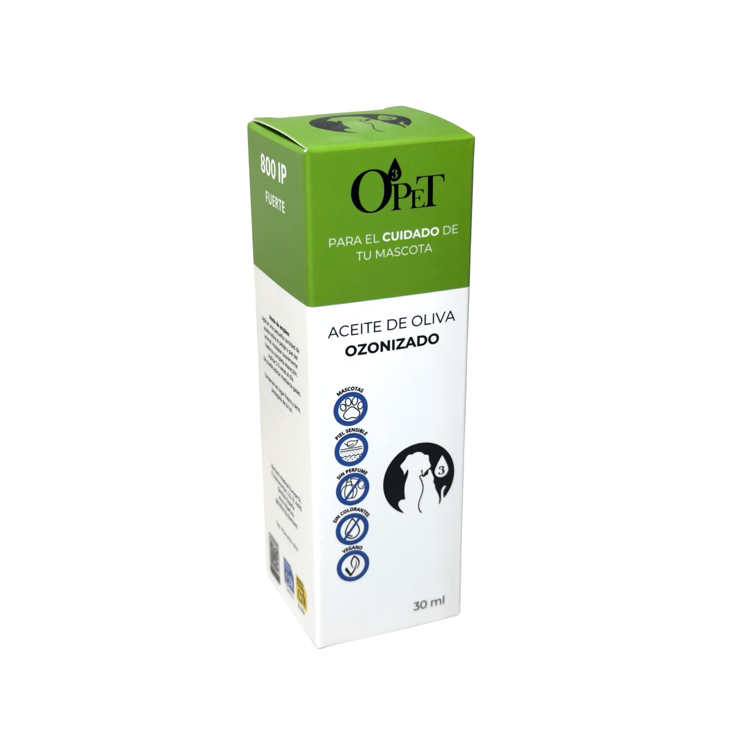 Aceite Ozonizado IP800 Perros Gatos - Problemas Piel Persistentes y Recurrentes - Dermatitis Otitis Heridas - Potencia Profesional Natural - 30ml