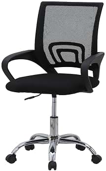 Acomoda Textil - Silla de Oficina Ergonómica con Respaldo de Malla y Asiento Tapizado Altura Regulable Base Resistente con Ruedas y Diseño Moderno para Hogar o Despacho. (81-90x52x59 cm, Negro)