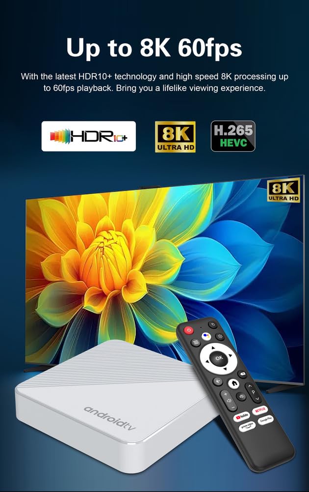 Décodeur TV Android 14.0, Mortal T1xtvbox Allwinner H313 Quad Core 64 Bits, Compatible HD 4K/ 3D/ H.265, Ethernet 2.4/5G, Double Wi-FI 10/100M, Bluetooth 5.0