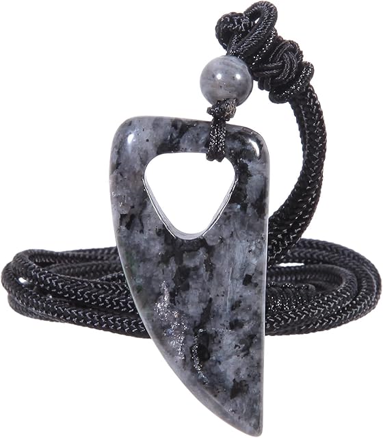 Nupuyai Crystal Wolf Tooth Lucky Coin Necklace for Women, Energy Healing Amulet Stone Pendant with Adjustable Cord 72cm