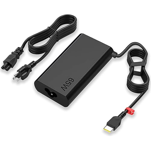 New Slim Replacement for Lenovo Laptop Charger USB C, Compatible with Lenovo Thinkpad/Yoga/Chromebook Computer ADLX65YDC3E Type C Power Cord AC Adapter 65W