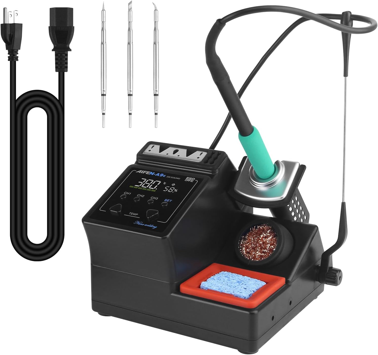 A9E Soldering Station 160W High Power Digital Display Solder Station Soldering Iron with 3pcs 210 Soldering Tips