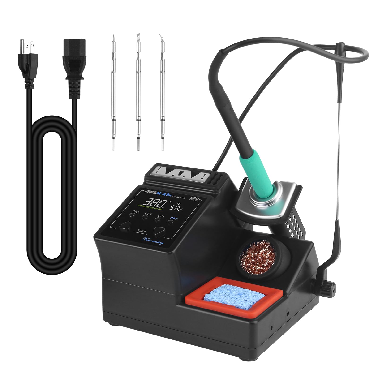 Photo 1 of A9E Soldering Station 160W High Power Digital Display Solder Station Soldering Iron with 3pcs 210 Soldering Tips