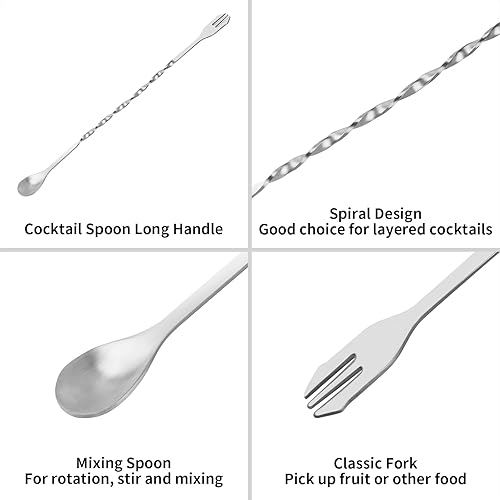 Miniatura 5 de tifanso Muddler para cócteles, cuchara mezcladora de cóctel de 10 pulgadas y barra de mango largo, agitador de acero inoxidable, accesorios de