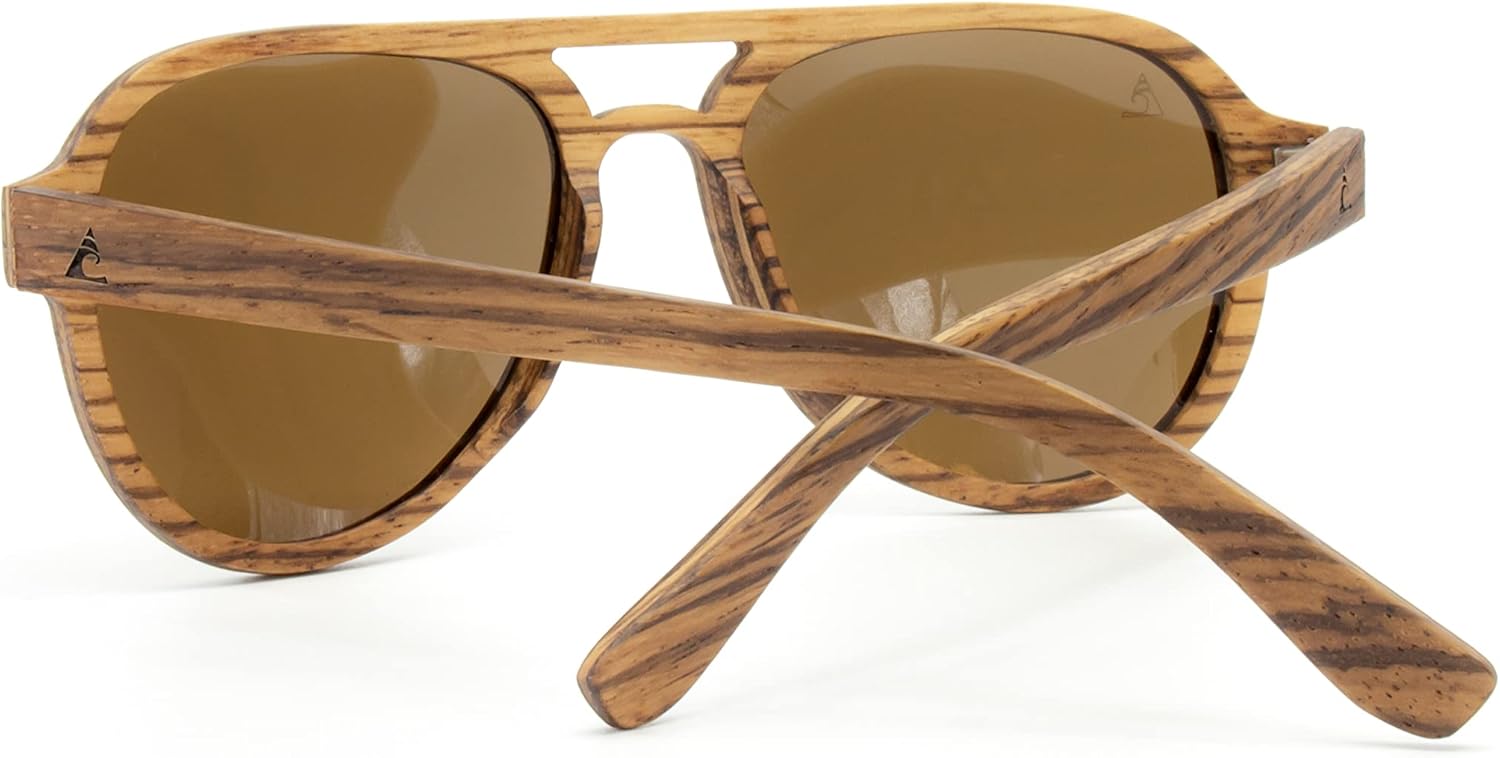 Aluna - Wooden Shades for Women and Men, Lightweight and Cool Sunglasses with HD Polarized Lens, Stylish Retro Sunglasses