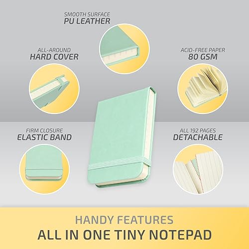 Miniatura 6 de Cuaderno pequeño de 3 x 4 pulgadas, tamaño pequeño, tamaño de bolsillo, mini cuaderno de cuero de tapa dura, cuaderno de notas pequeño con banda