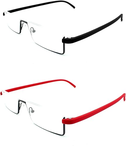 Miniatura 3 de DABYDA Gafas de lectura de medio marco con estuche portátil, anteojos de lectura delgados y ligeros con bisagras de resorte para mujeres y hombres