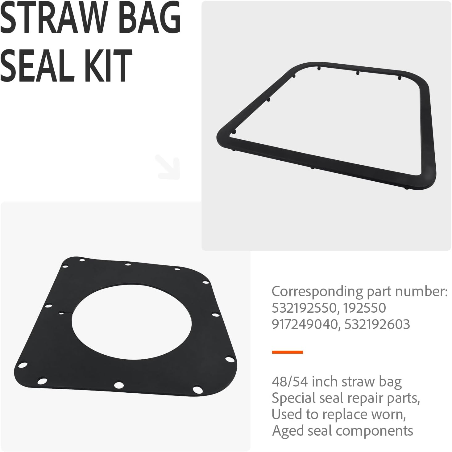 532192550 Bagger Top Seal with 532192603 Plastic Gasket – Fits for Husqvarna & Craftsman 48" 54" Grass Catcher Decks – Includes Protective Cover, Replaces 192550, 917249040