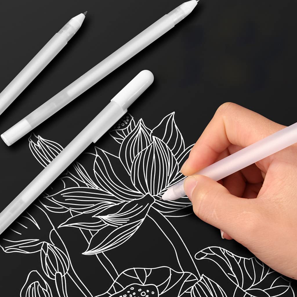 U-K 5 Pieces White Gel Pens White Highlighter 0 8Mm Gel Pen White Drawing Highlights Artist White Gel — view 3