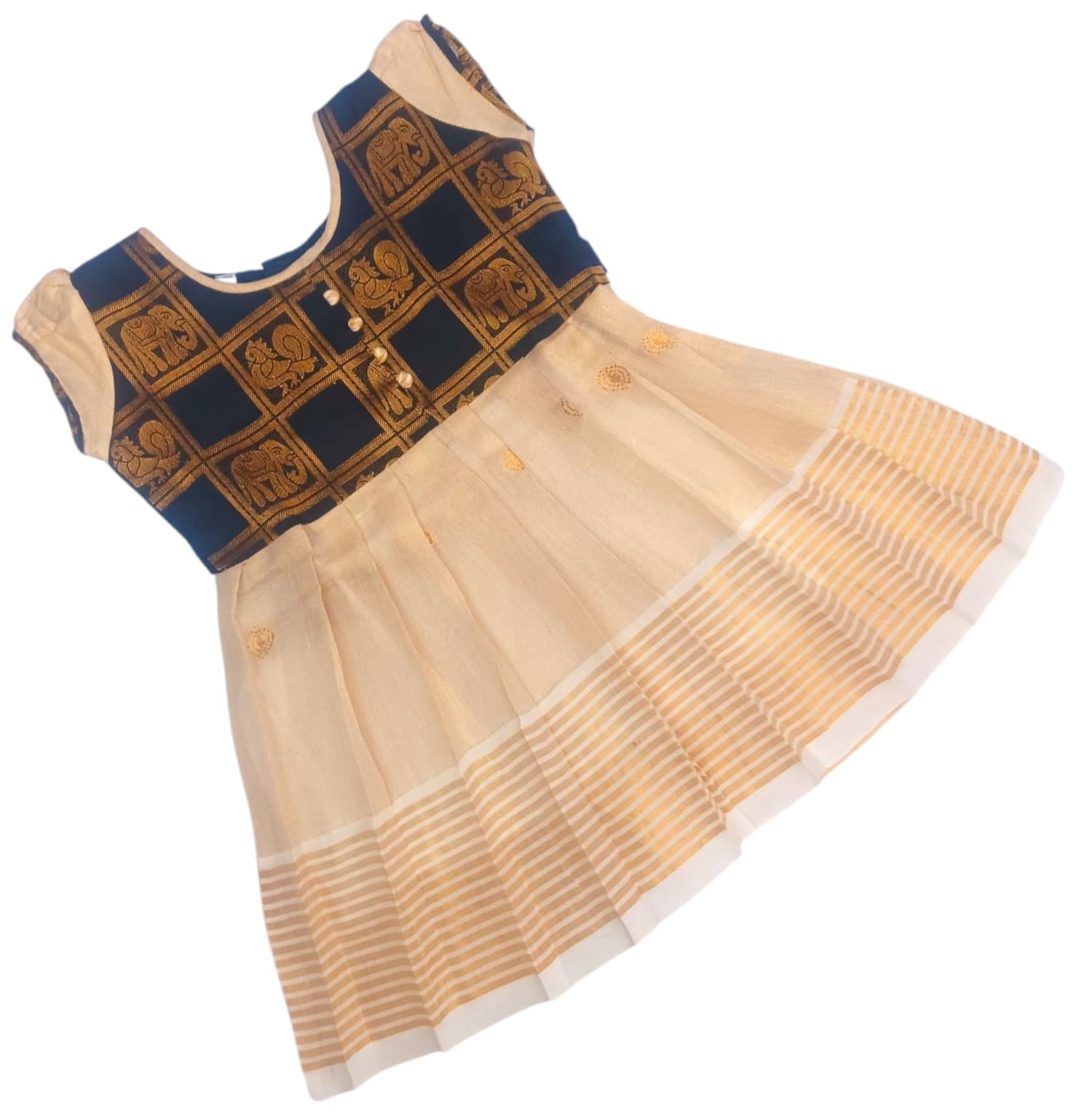LOTUS ETHNIC Baby Girl's Kerala Tissue Cotton Frock Pattu Pavadai LEHENGA CHOLI Chaniya Choli (0-5 Years)