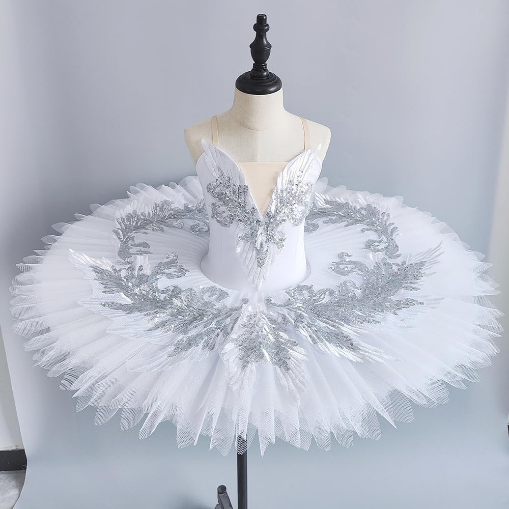 Tutú de Ballet para Niñas, Tutú de Panqueque, Vestido de Fiesta de Bailarina, Disfraz de Ballet Elegante para Mujeres Adultas Y Niñas (120 cm)