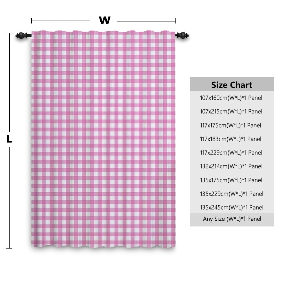 ggaimwf Gingham Curtains Bedroom Plaid Check Textured Lilac Curtains for Girls Living Room Window Treatment Farmhouse Rustic Pencil Pleat Curtains Privacy Room Divider Rod Pocket 135x175cm 1 Panel - Image 3
