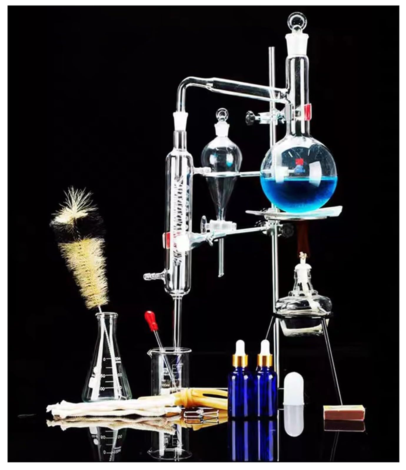 Unité De Distillation Set Verrerie De Laboratoire Industrial Science Distiller 500 Ml, Alambic Distillation Alcool, Alambic Pour Huiles Essentielles
