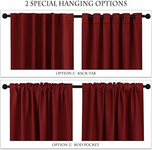Miniatura 262 de PONY DANCE - Cortinas opacas aisladas térmicamente, set de 2 cortinas opacas con bolsillo para barra / pestaña trasera, paneles de cortinas opacas,