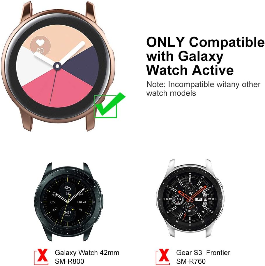 [2 Pack] Compatible with Galaxy Watch Active Case, TPU Screen Protector Scratch-Resist Frame Protective Cover for Galaxy Watch Active
