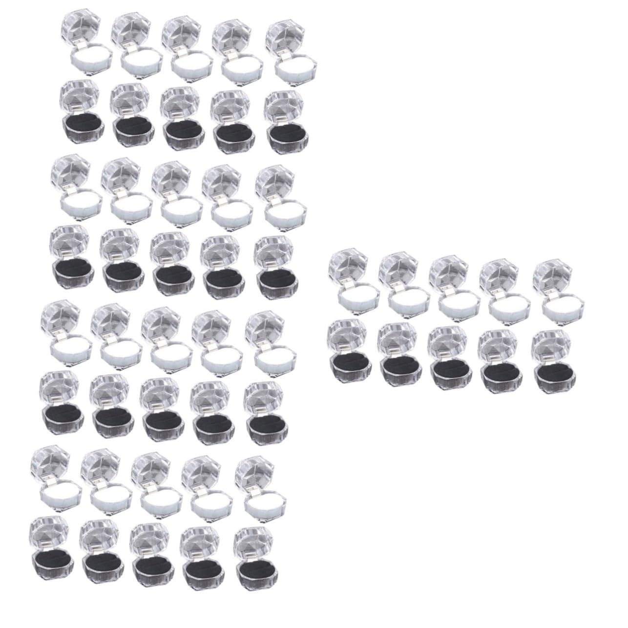 TOPBATHY 50pièces Boîte à Anneau Transparente Pour Fiançailles Mariage Et Présentoirs De Bijoux Rangement Pratique Et Élégant Pour Anneaux Colliers Et Boucles Oreilles