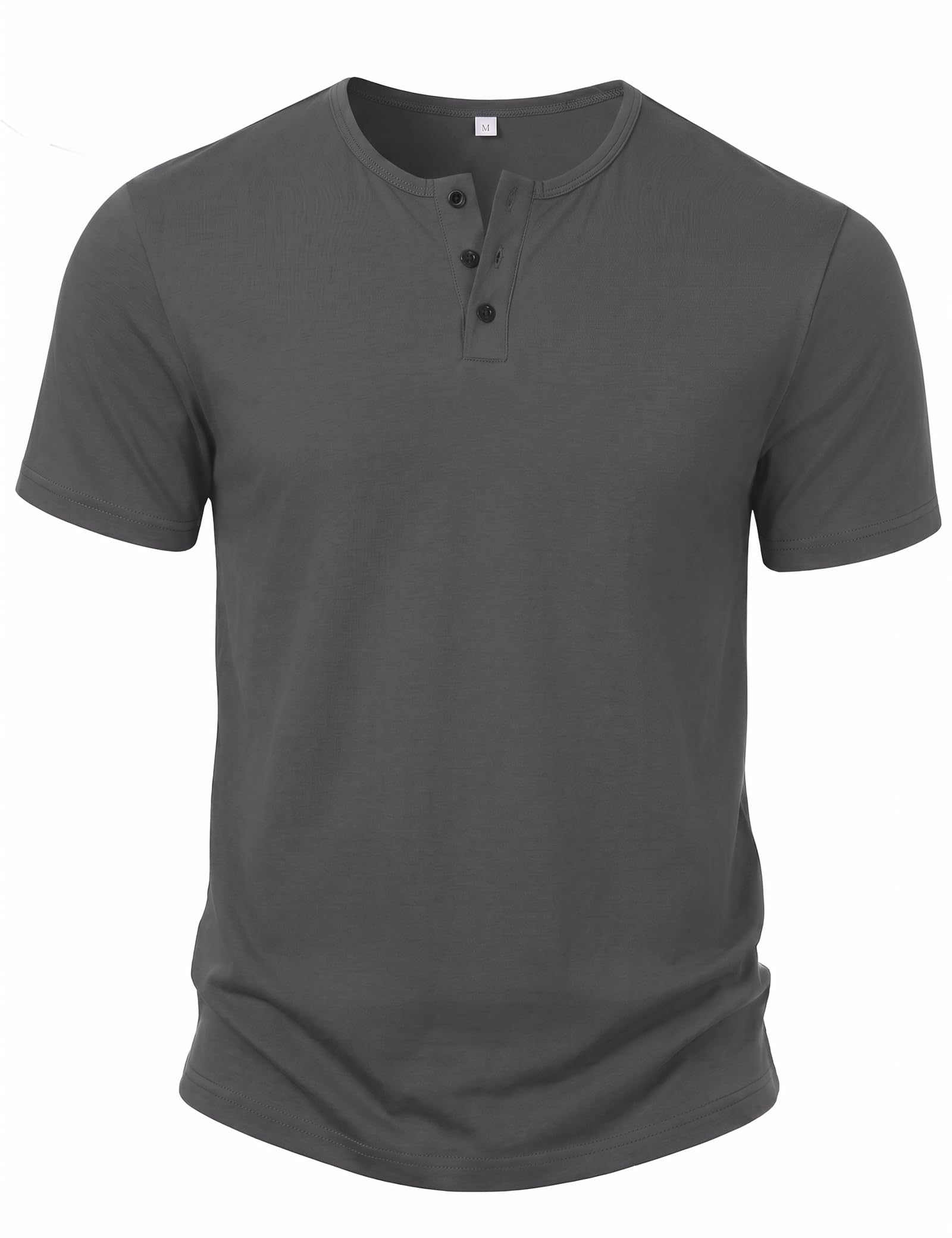 iClosam T-Shirt Herren Kurzarm mit Henley Kragen, Slim Fit Baumwoll Stretch Basic Shirt, lässiges Sommeroberteil für Alltag pur,S -XXL