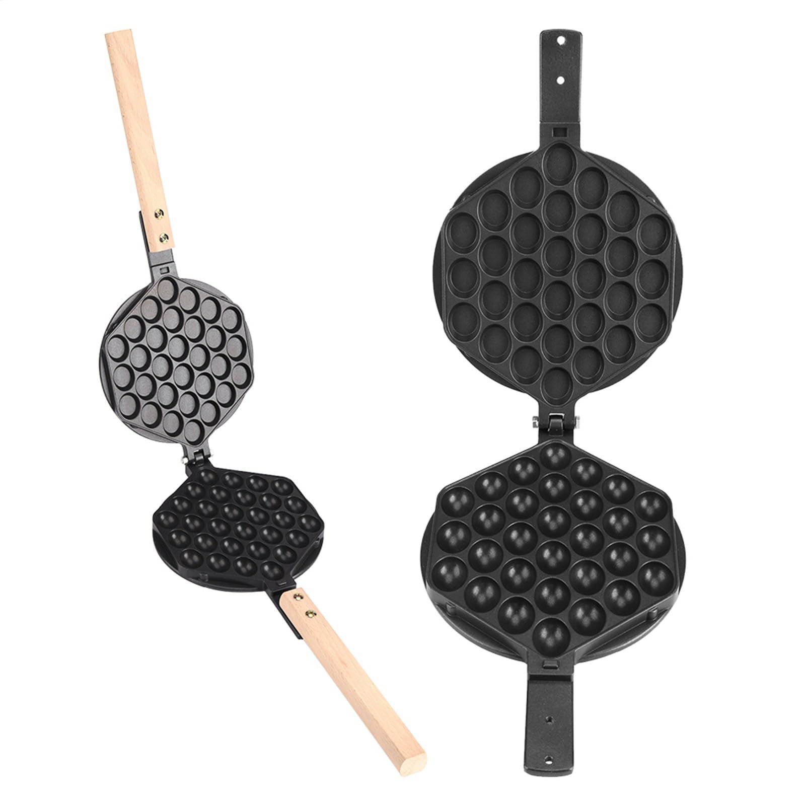 Moule à Bulles d'Œufs Gaufrier Antiadhésif Aluminium Poignées Bois | Haute qualité, Conception de support fixe, Pour la cuisine