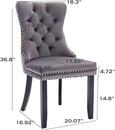 Miniatura 3 de SoarFlash Juego de 6 sillas de comedor de terciopelo, silla lateral de respaldo alto, silla lateral tapizada moderna de alta gama con capitoné y