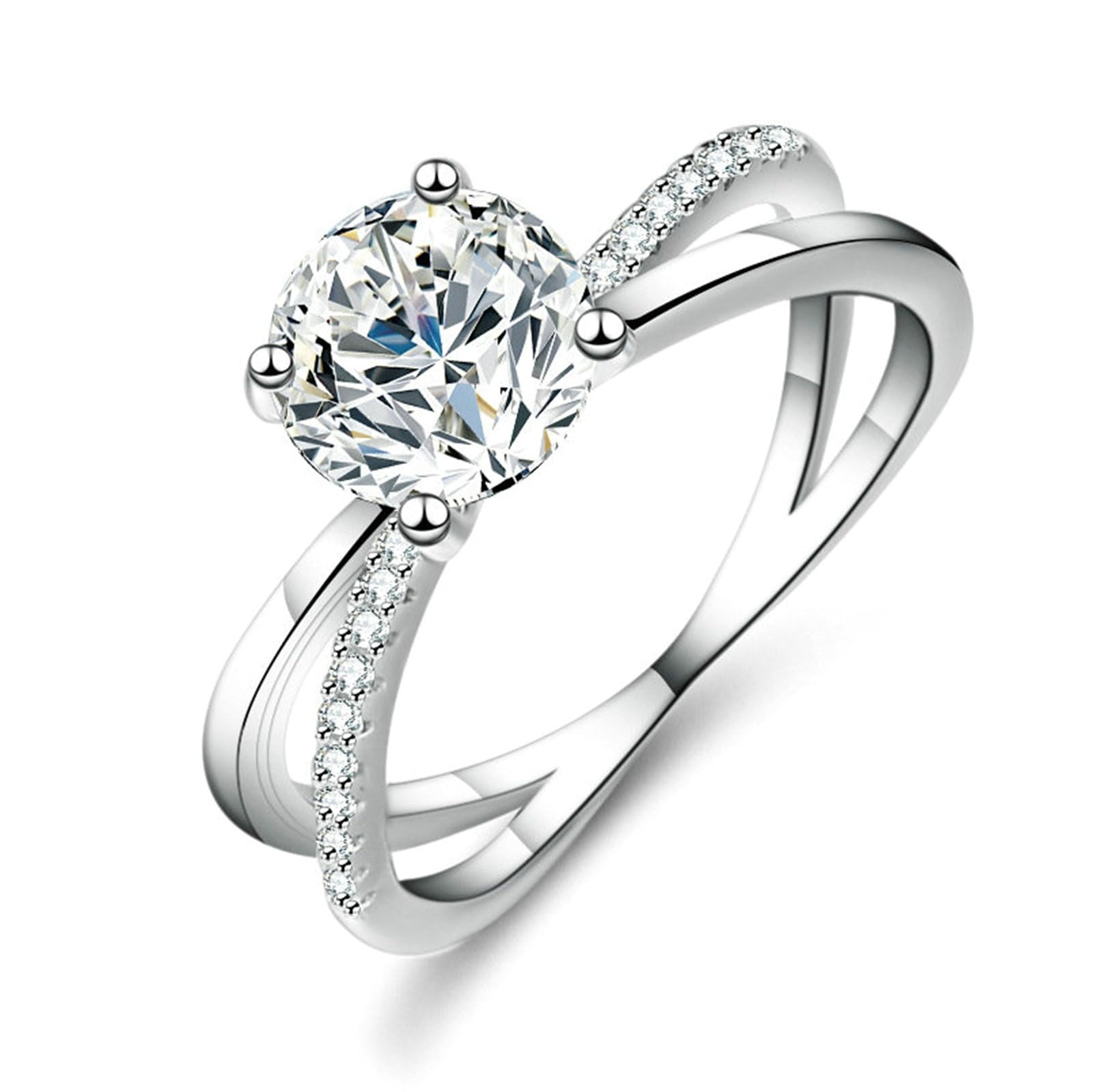 Anillo para mujer de oro, 1 ct, diamante cultivado en laboratorio, anillo de boda, oro blanco, elegante, anillos de compromiso, oro real para mujer