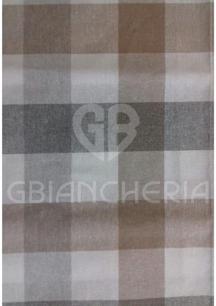 GBiancheria Tovaglia da Tavolo con TOVAGLIOLI in Cotone Pettinato Tinto in Filo dis. VICHY Grigio per 4, per 6, per 8, per 12 e per 18 persone Made in Italy (Per 18 persone)