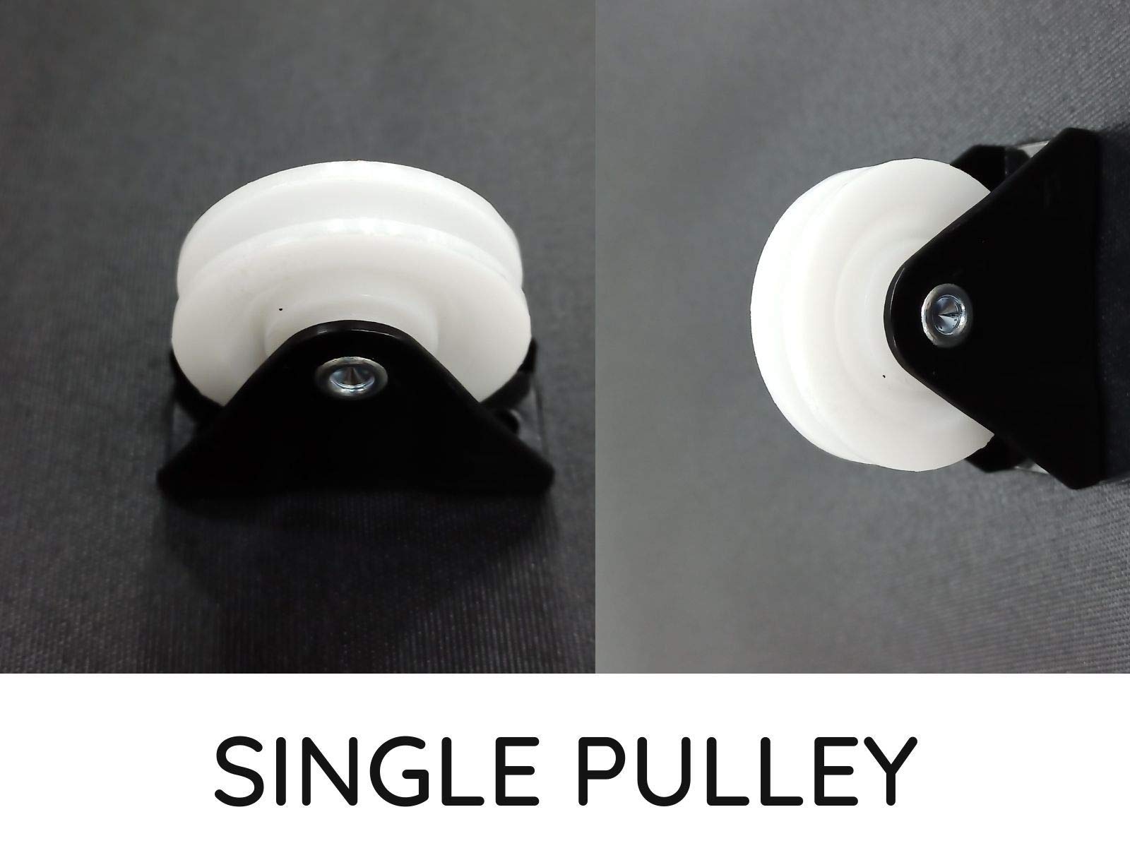 FAPBADRI Multipurpose Heavy Quality Single and Double Pulley for Cloth Drying Stand, MS Base with PVC Wheel, Screws & Wallplugs Included, White & Black, 1 Pair(Alloy Steel;Nylon) 2