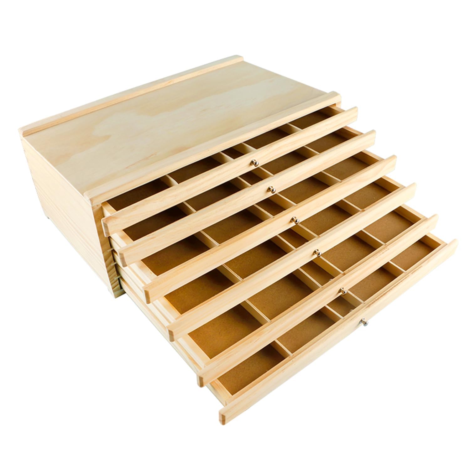 6 Cassetti Scatola Portaoggetti Per Artisti 40x25x15cm,Con 4 Cassetti,Portatile,Scatola Di Immagazzinamento Per l'Arte In Legno Di Faggio Premium,Per Pastelli,Matite,Pennelli,Timbri