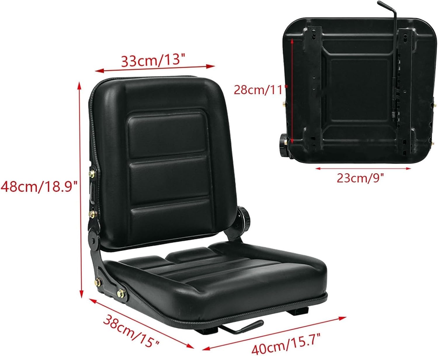 Universal Forklift Seat With Adjustable Back, Comfortable Leather Seat With High Resilience Sponge Filling For Mower, Excavator, Skid Loader