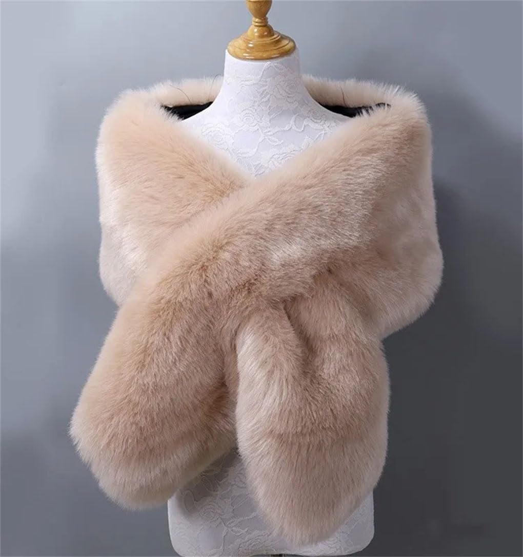 Brauner Kunstfell, Hochzeitsschal, Damen, Party, Braut, Umhang, Umhang, Winter, Brautschmuck, Wickelzubehör