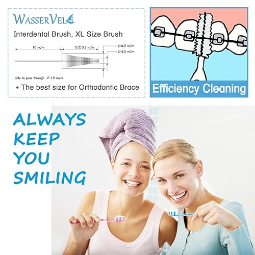 Miniatura 3 de 16 cepillos interdentales de ortodoncia de tamaño XL, 4 colores de mango, limpio entre dientes y frenillos, mango flexible y alambre duradero, fácil