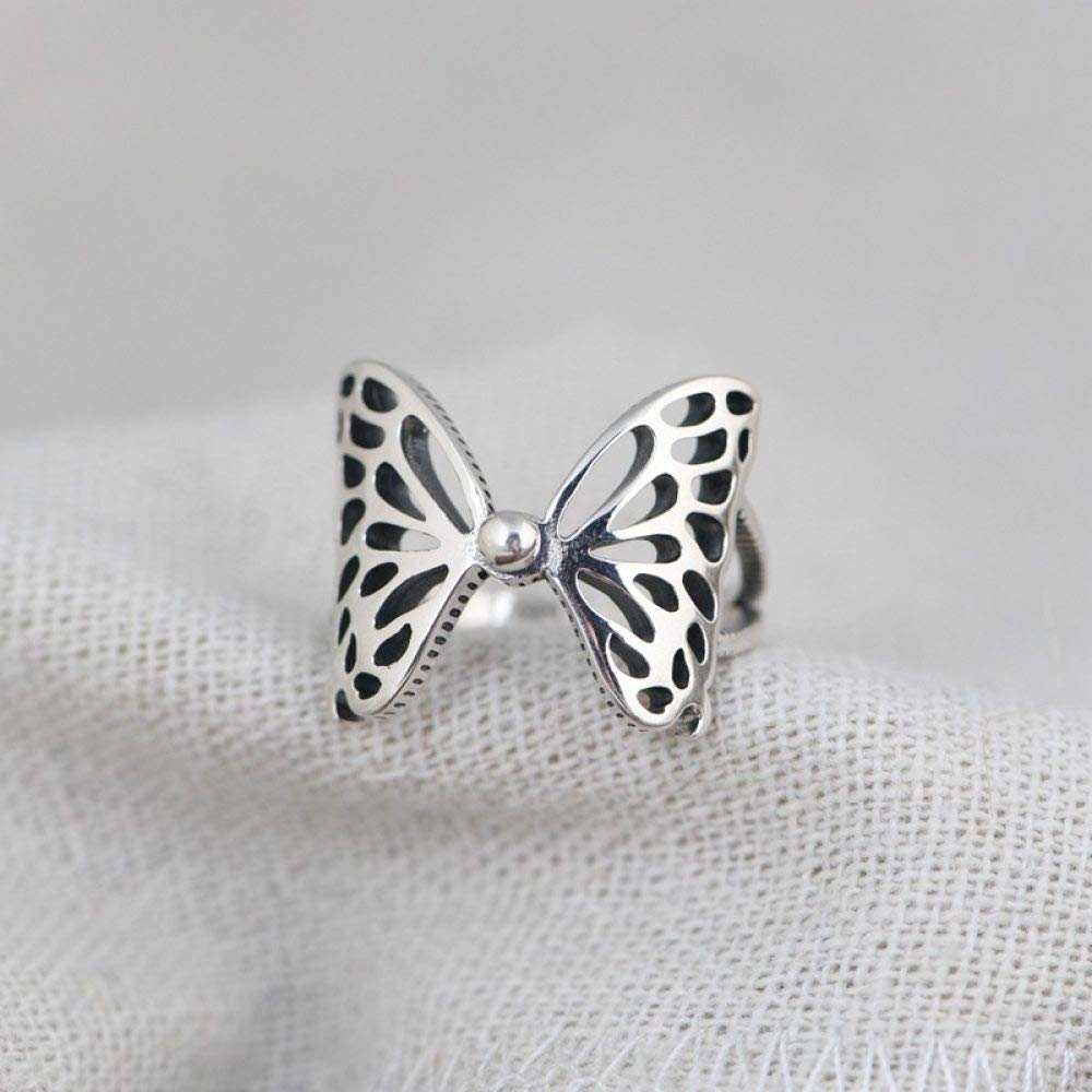 Anello In Argento Sterling 925,Anello Con Nodo A Farfalla In Argento Sterling S925 Anelli Regolabili Anello Con Dito Indice Traforato Retrò In Argento Anello Eternità Fascino Di Nozze Gioielli Reg