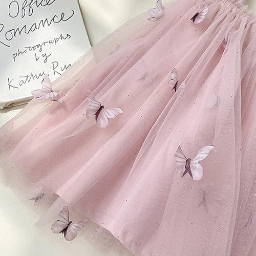 Miniatura 2 de Miipat Vestido de tul sin mangas para niñas pequeñas, vestido de tutú de mariposa floral para niñas pequeñas, vestidos de princesa para fiesta de