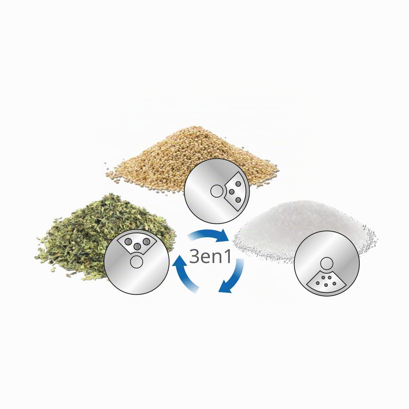 Metaltex Salière et poivrière en acier inoxydable avec insert en verre 100 ml