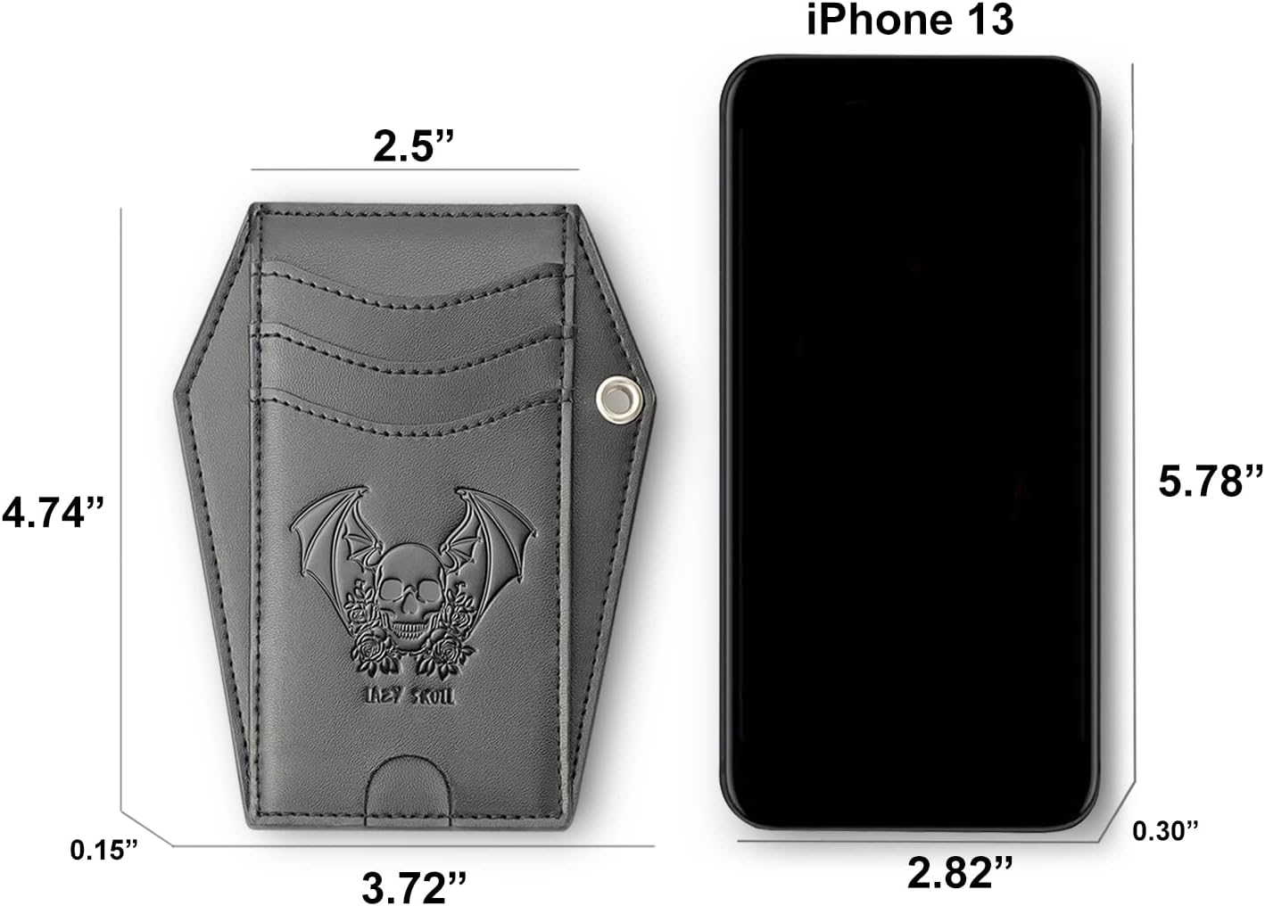 Lazy Skull Minimalist Coffin Wallet – Small Front Pocket Goth Wallet – Skull Wallet for Women and Men–Witchy Goth accessory - Image 3