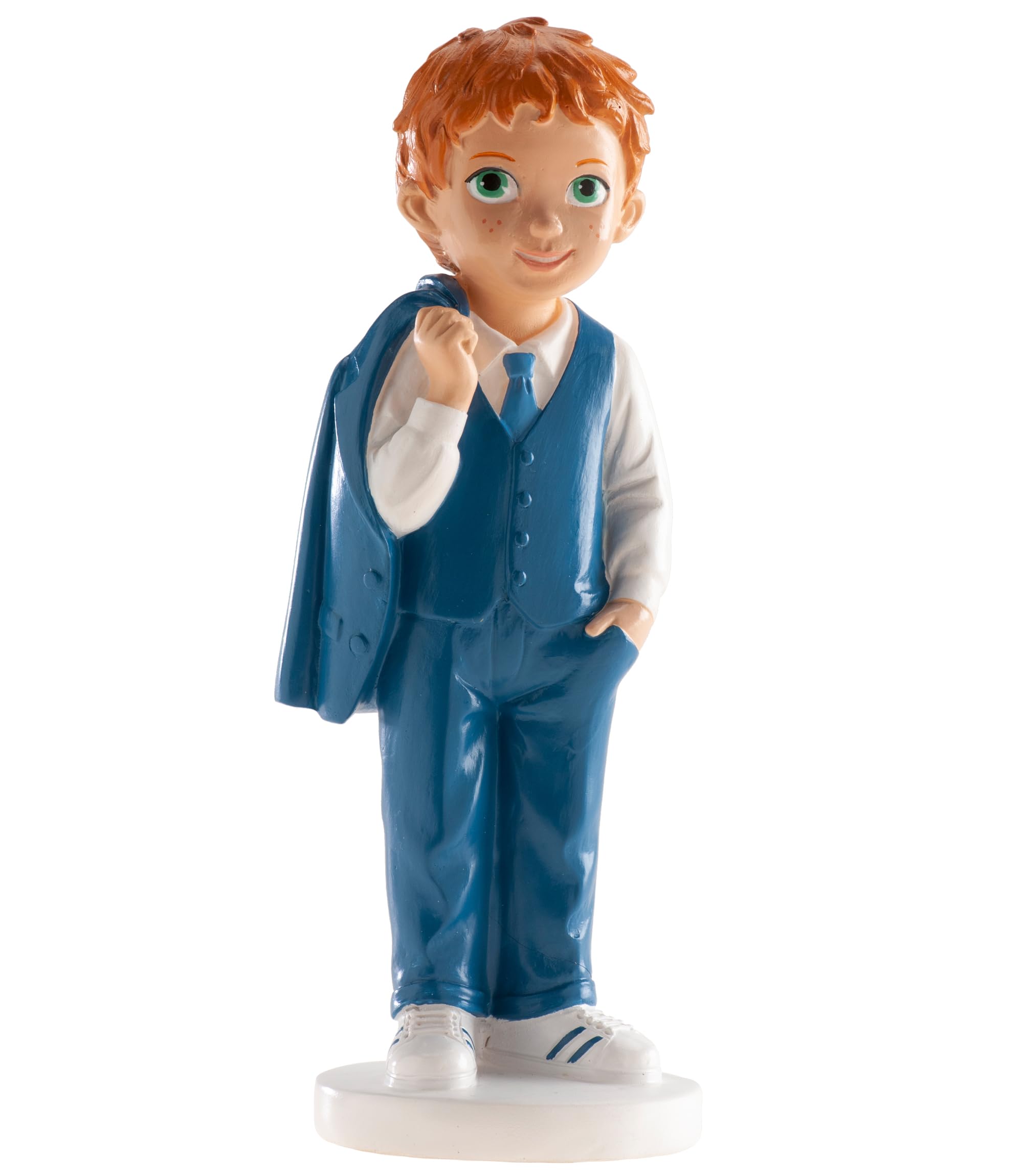 dekora - Tortenfigur für die Erste Kommunion Deko Junge mit weißen Sneakers - Cake Topper Hergestellt aus Lebensmittelechtem Harz - 16 cm Hoch - Originales und Detailreiches Design