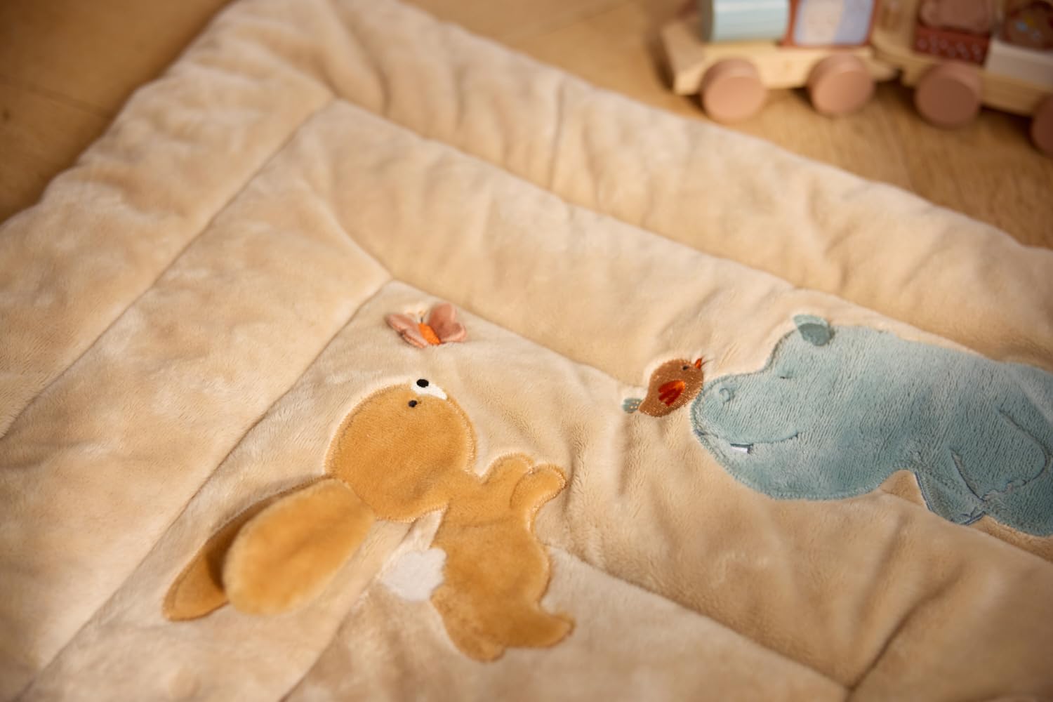 Jollein Aktivitäten Krabbeldecke Baby - 80x100 cm - Mit Spiegel, Knisterelementen & Spielfiguren - Baby Spieldecke - Fördert Sinne & Motorik - Spielmatte Baby - Jollies