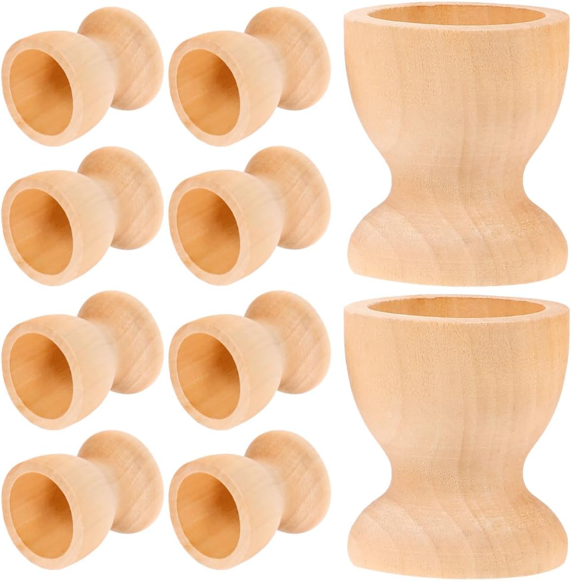 IMIKEYA 10Pcs Wooden Easter Egg Holders, Unfinished Wood Boiled Egg Cups Holders for Easter Crafts, DIY Painting, Party Decoration, Home Kitchen