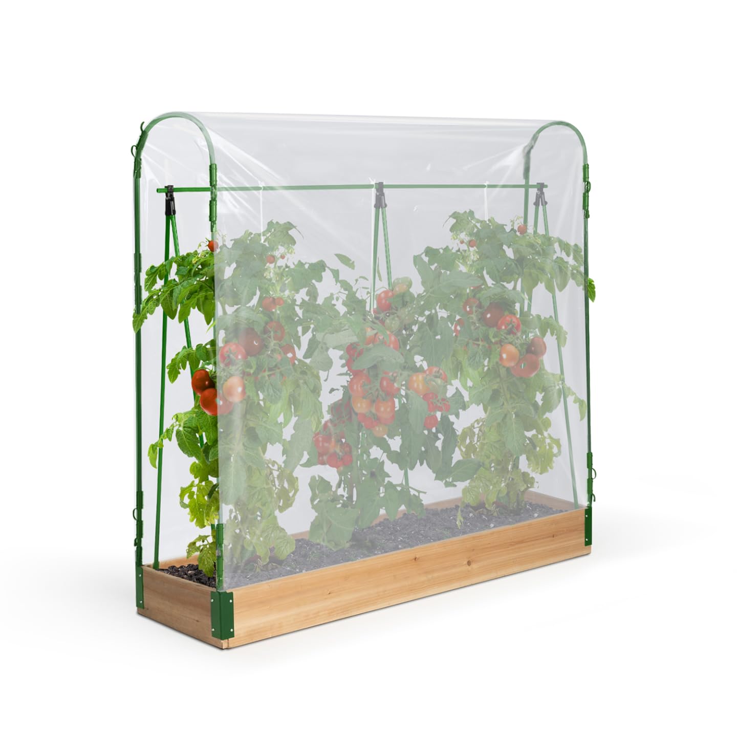 IDMarket - Kit Complet 3 bacs modulables carrés Potager et Serre à tomates + Treillis + Housse
