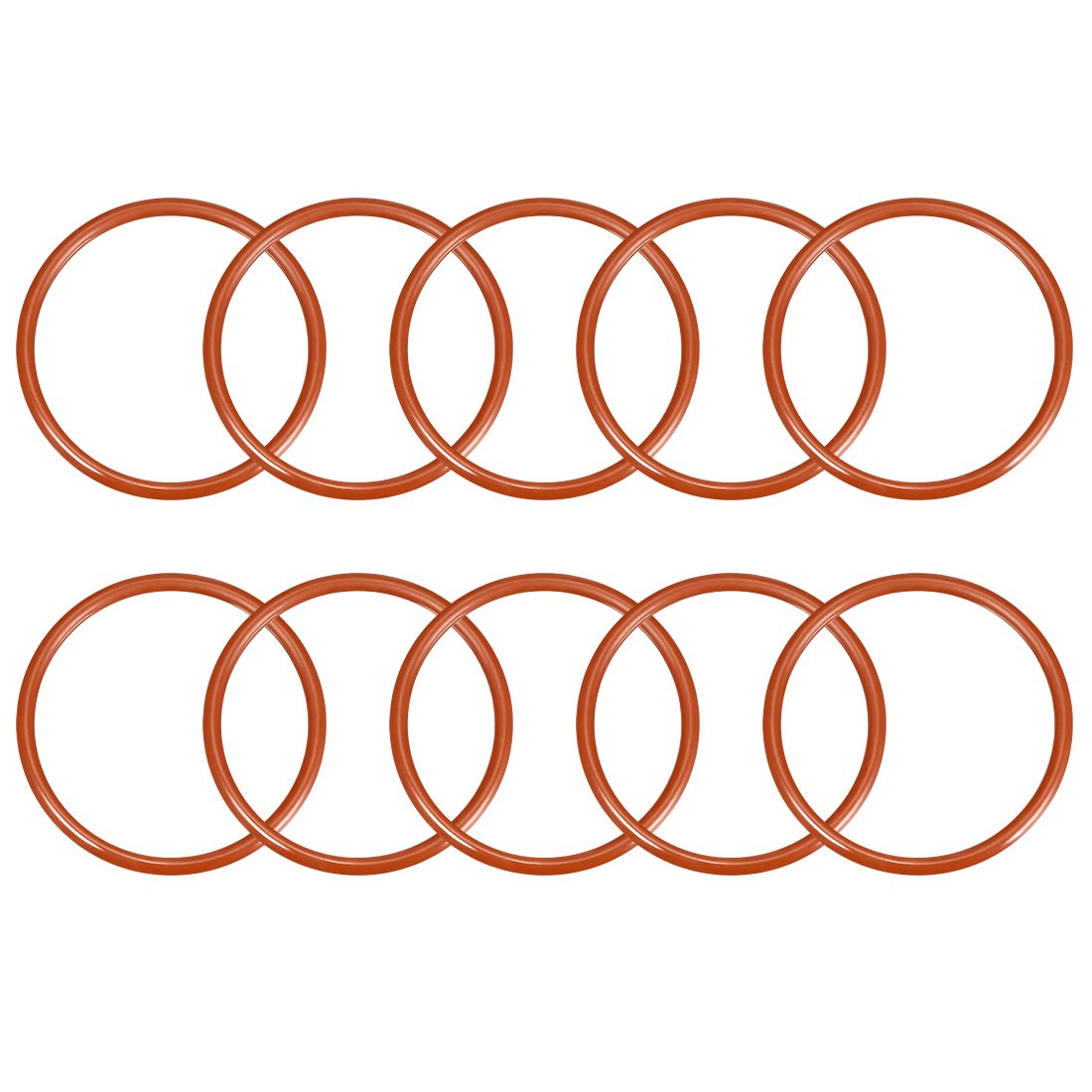 sourcingmap Silicone O-Ring, 50mm OD, 43.8mm ID, 3.1mm Width, VMQ Seal Rings Gasket, Red, Pack of 10, 43.8mmx50mmx3.1mm