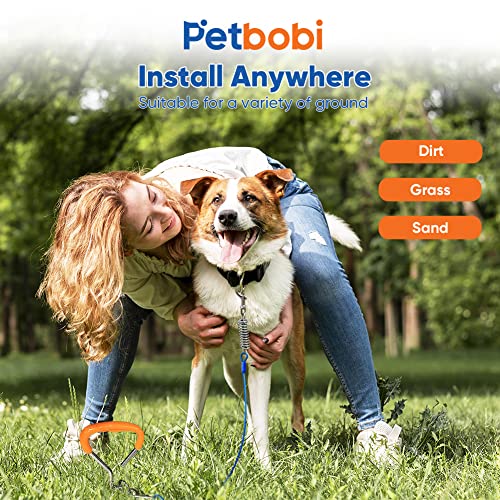Petbobi Dog Tie Out Stake, 16” Heavy Duty Dog Anchor For Yard Camping, 9Mm Solid Steel, Orange Soft Grip Handle Dog Spiral Stake With No Tangle Connect Ring For Small To Large Dogs Up To 120Lbs #TOP4