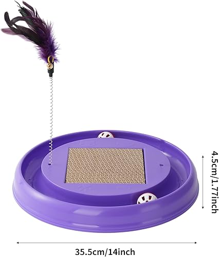 Miniatura 2 de Rascador interactivo para gatos con 2 bolas autogiratorias y 1 juguete interactivo para gatitos, almohadilla rascadora duradera para jugar en
