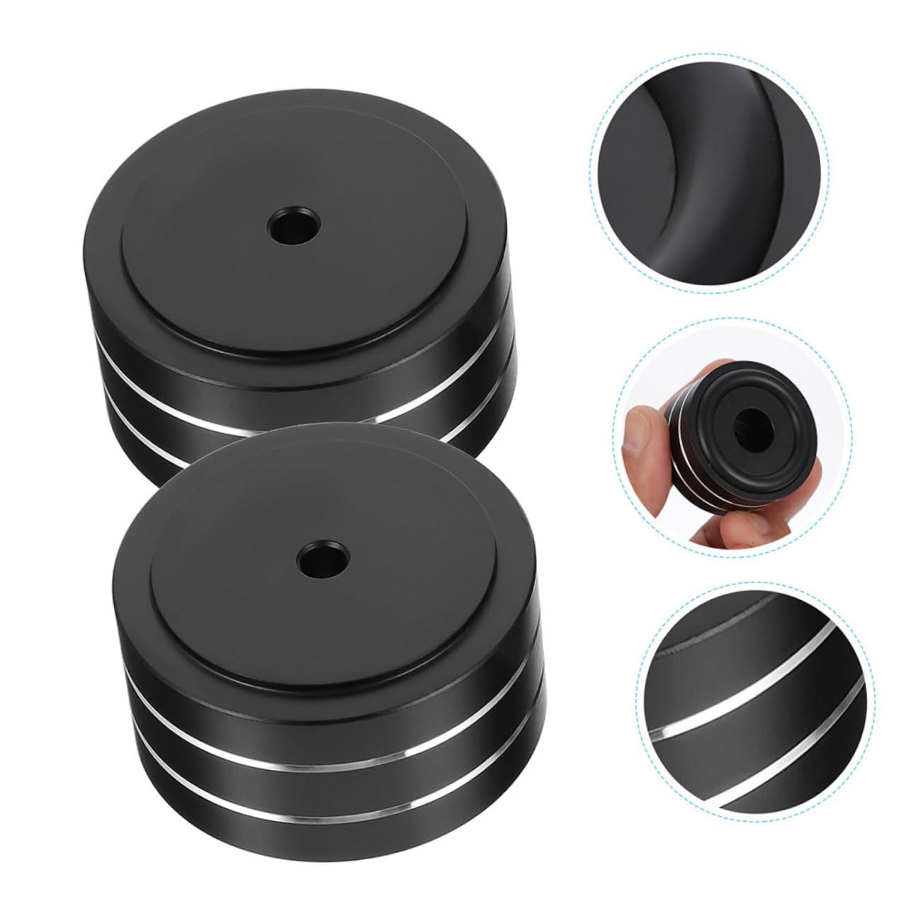 KOMBIUDA Piedini Isolanti per Altoparlanti Neri 4 Pezzi, Lega di Alluminio e Gomma, Supporto Antiurto per Subwoofer e Casse Audio Hifi