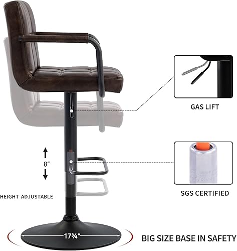 Miniatura 7 de Furnimart Taburete de bar tapizado de sherpa artificial de 30 pulgadas, taburetes de bar ajustables, taburetes de bar giratorios de diseño moderno,