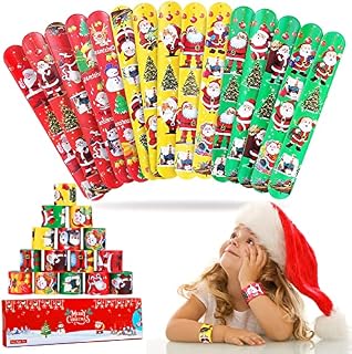Christmas Slap Bracelets, 45Pcs Kids Party Bag Fillers for Kids Slap Bands for Kids Snap Bands Wristbands Party Supplies Gifts Toys for Xmas Party Gifts Fillers Birthday Party Gift Favours Prizes