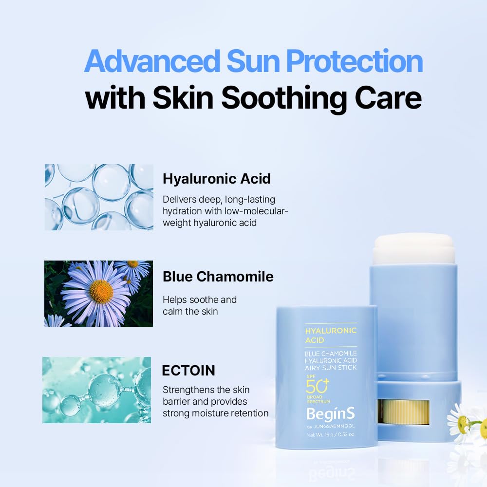 Hyaluronic Acid Airy Sun Stick SPF 50+ Lightweight Korean Sunscreen