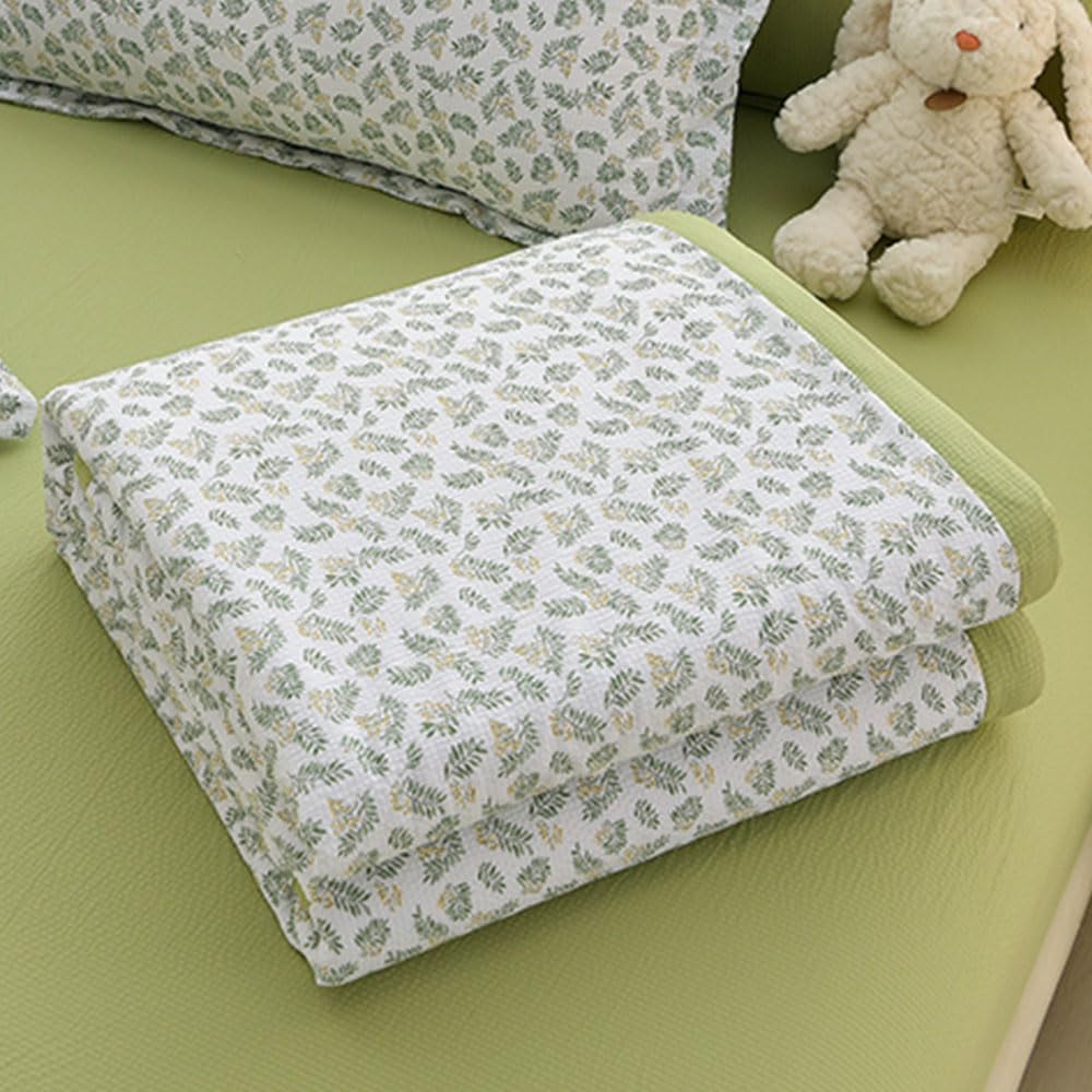 Bedspread – Fine-striped, Double-sided & Patchwork(Palm Leaves,180x200cm)