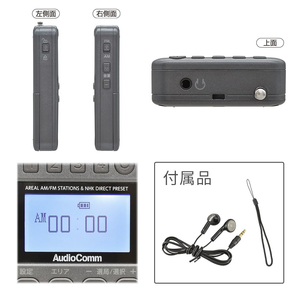 Amazon.co.jp: オーム(OHM) AudioComm Nラジオ ポケット P500 ガンメタ