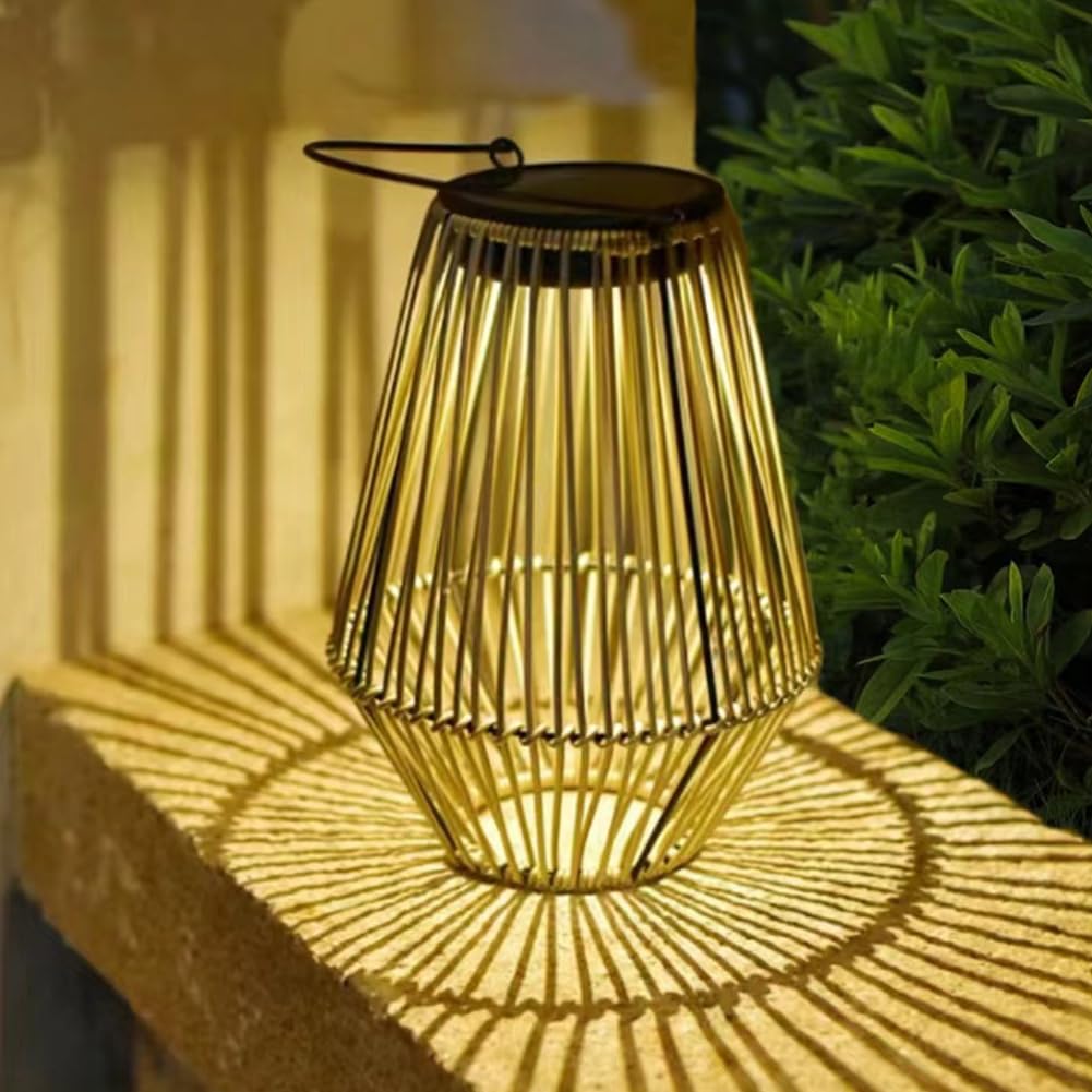 Lámpara colgante de ratán decorativa solar LED para jardín, multifunción para exteriores